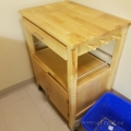 Blonde Wooden Rolling Tea Cart Microwave Stand